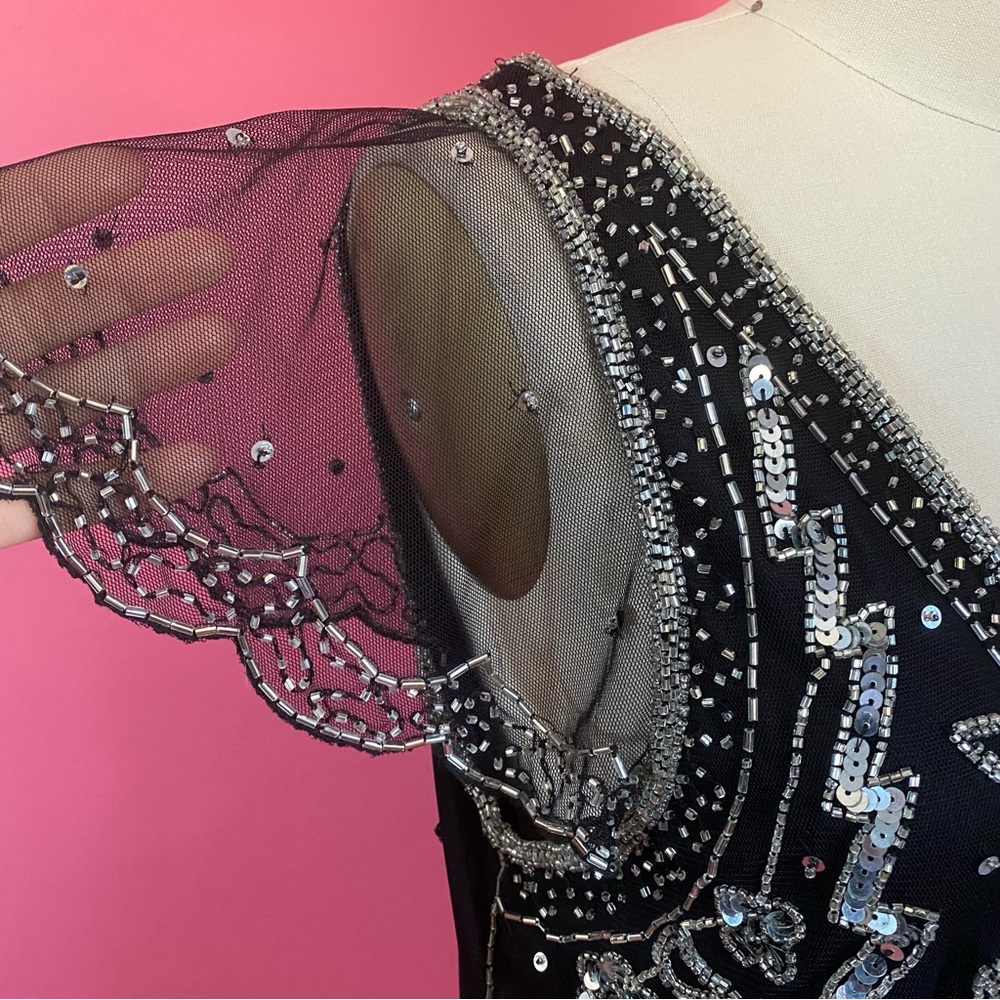 *NWT Vintage 90s/Y2K FairyCore GothLite Embellished Flutter Sleeve Mesh Blouse L - Picture 5 of 17